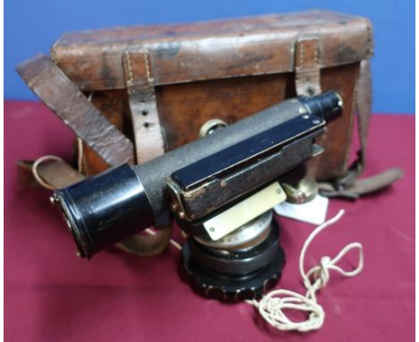 Cased theodolite by R. Watts &amp; Son in original tan leather padded case 