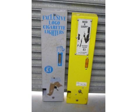 Two wall mounted cigarette lighter vending machines (19cm x 10.5cm x 81.5cm) 