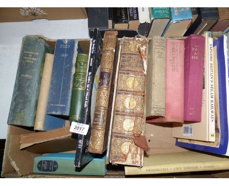A box of books to include The Pictorial Encyclopedia of Railways, The Ascent of Everest, Microscopy of Vegetable Foods etc.