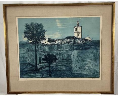 Richard Beer (1928-2017) etching and aquatint. Village 1, edition no. 16/100. 47.5cm x 62cm. In glazed gilt frame.