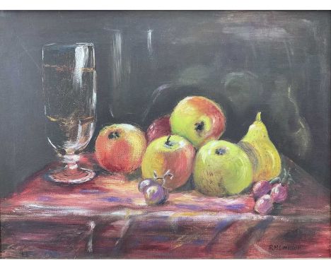 R. M. Simpson, contemporary, oil on board - Still Life, signed, 39cm x 29cm, in gilt frame