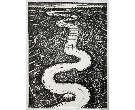 John Duffin (b. 1965) etching - Thames, signed titled and numbered 4/150, 75cm x 56cm, unframed
