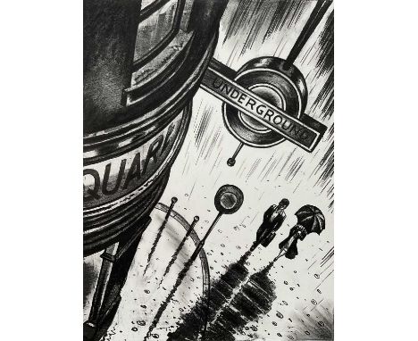 John Duffin (b. 1965) etching - West End Rain, signed titled and numbered 4/10, 61cm x 45cm, unframedIn good condition. Maski