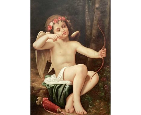 After Carle Van Loo, oil on canvas - Cupid Shooting a Bow, 91cm x 61cm, in gilt frame