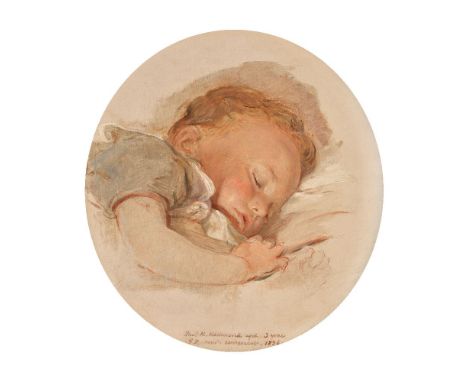 George Richmond (British 1809-1896)   Portrait of the artist's son Thomas Knyvett Richmond aged three   Oil on board, framed 