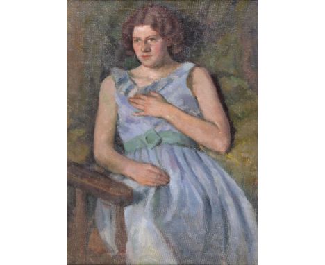 λPatricia Preece (British 1894-1966) Portrait of a young lady Oil on canvas Artist's name and address inscribed to canvas, ve