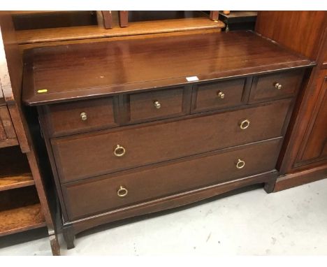 Stag mahogany chest of six drawers on bracket feet 107 cm and pair matching bedside chests with four drawers 52.5 cm (3)
