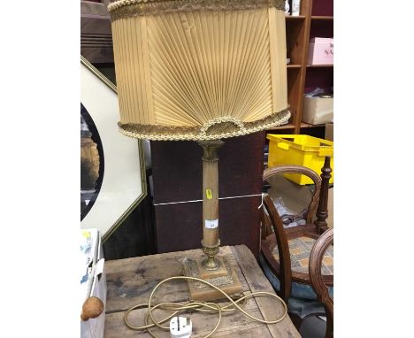 Onyx lamp with brass mounts and shade