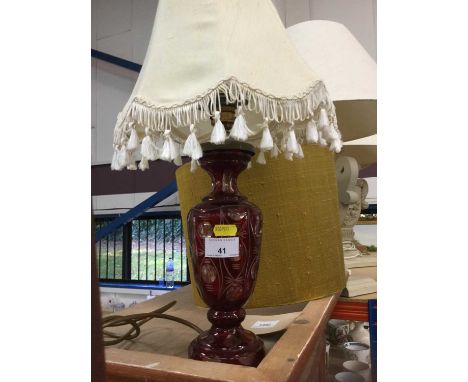 Bohemian overlaid cut glass vase converted into a lamp