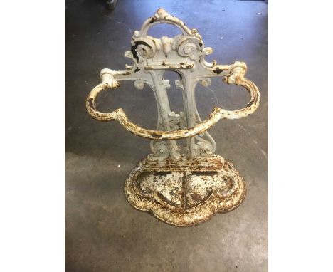 Victorian white painted cast iron stick stand