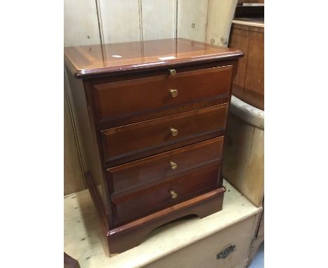 Small bedside mahogany  chest of four drawers on bracket feet 42.5 cm wide, 57 cm high
