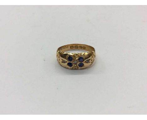Edwardian 18ct gold diamond and sapphire ring, size OCondition report: Weight 2.9g