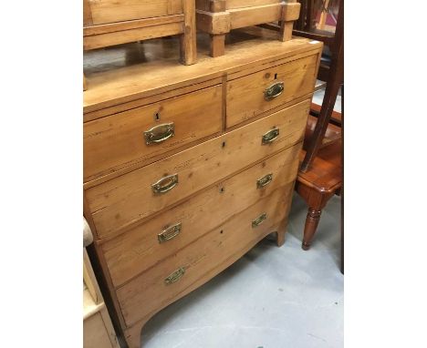 Early 19th century pine chest of two short and three long drawers on bracket feet 91cm wide, 103cm high, 44 cm deep