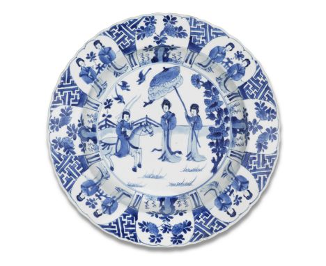 A blue and white 'ladies' basinKangxi six-character mark and of the periodFinely potted with deep rounded sides and foliate r