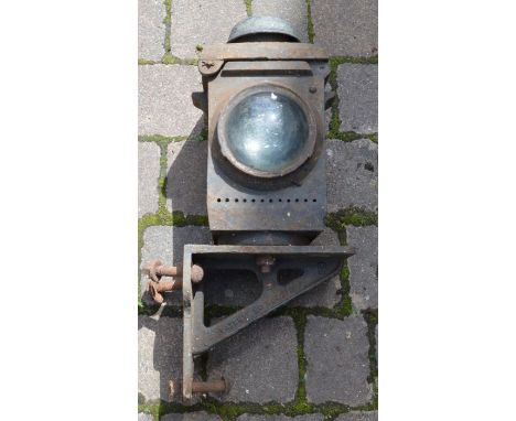 Cast iron LNER lamp on bracket made by the Lamp Manufacturing &amp; Railway Supplies Ltd Pat No. 195218&nbsp; Ht 63cm