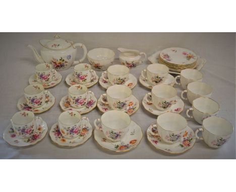 Royal Crown Derby Derby Posies pattern part coffee &amp; tea service comprising teapot, milk jug, sugar bowl, 6 coffee cups w