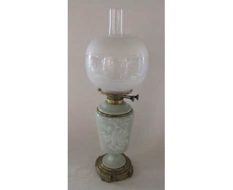 Wright &amp; Butler Birmingham duplex burner oil lamp H 59 cm