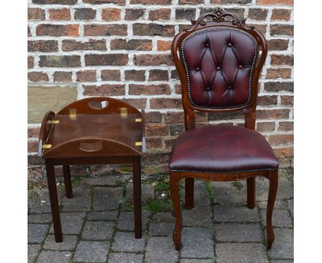 Reproductions button back chair &amp; a butlers tray