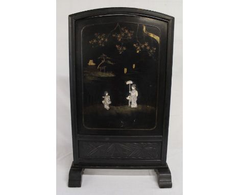 Early 20th century black lacquered firescreen 71 cm x 43 cm&nbsp;