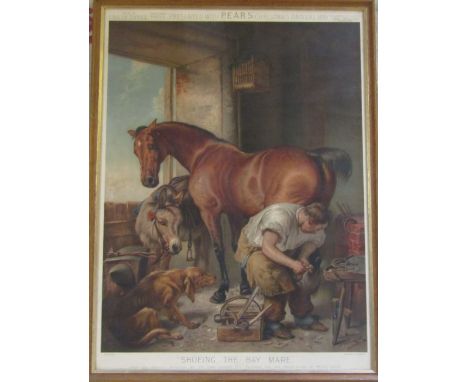 Framed Pears print 'Shoeing the bay mare' 51 cm x 67 cm