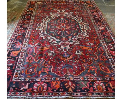 Vintage multicoloured ground Persian baklava carpet with traditional design 304cm by 195cm