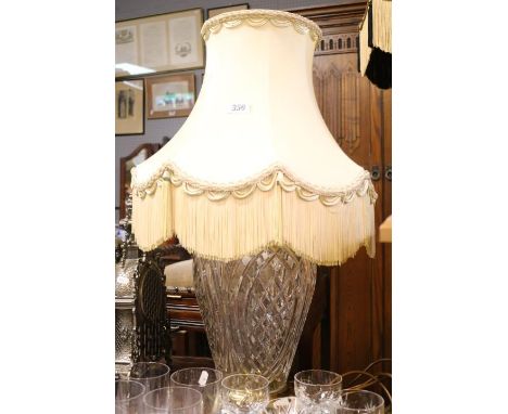 Large Waterford Crystal glass table lamp with shade 