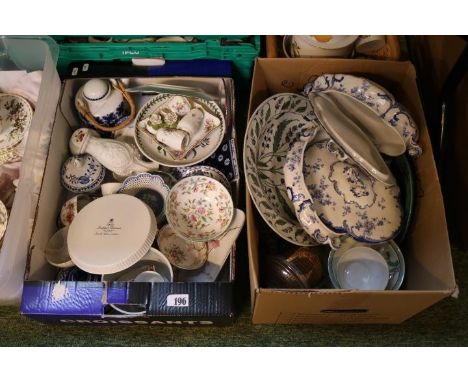 Mixed box of assorted Ceramics to include Spode Stafford Flowers, Minton Haddon hall and another box of ceramics