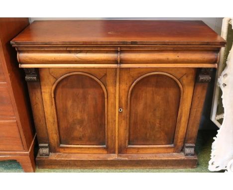 William IV Mahogany Chiffonier Base of 2 Drawers and Arched panel cupboards 