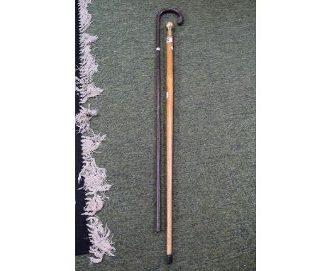 Gentlemen's cane with integral glass vial and a Vintage Walking cane 