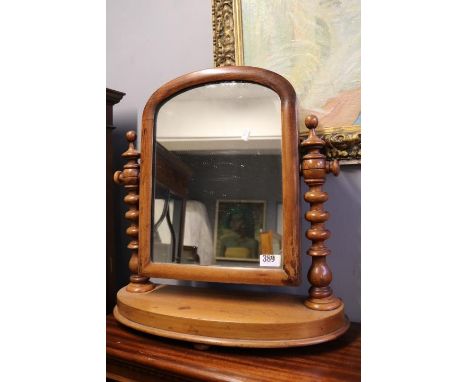 Walnut Dressing table mirror with bobbin turned supports 