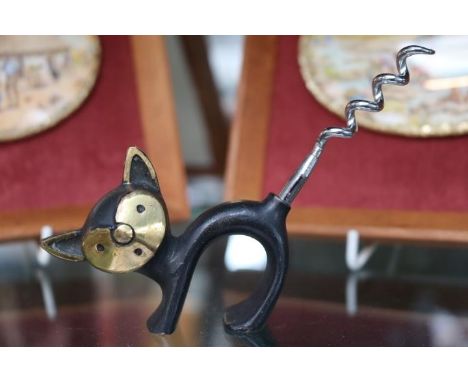 In the style of Walter Bosse bronze corkscrew in form of a cat for the workshop of Herta Baller Vienna
