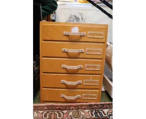 Vintage Plywood 4 Drawer collectors Chest 