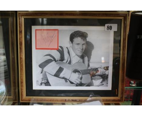 Framed Sepia photographic print Del Shannon signed with COA 