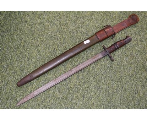 WW1 US Army Bayonet with wooden handle, scabbard and Frog
