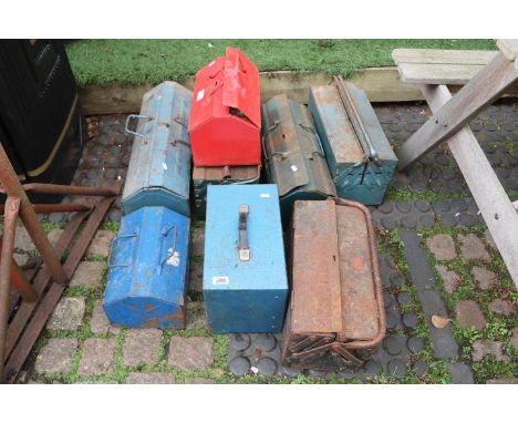 8 Metal Cantilever and other Tool boxes with assorted tools 