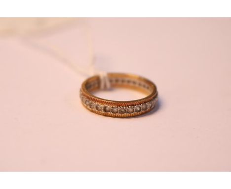 Ladies 9ct Gold Stone set eternity ring Size P. 4g total weight 