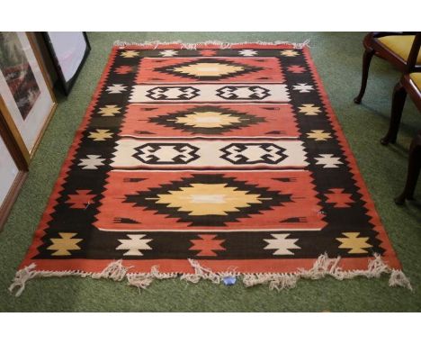 Aztec design Rug with tassel ends 