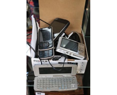 Collection of Vintage Phones and Cameras to include Nokia 9300, Iphone 16gb etc