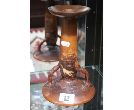 Royal Doulton Art Nouveau Hunting Scenes candlestick with impressed mark to base 7516 23cm in Height