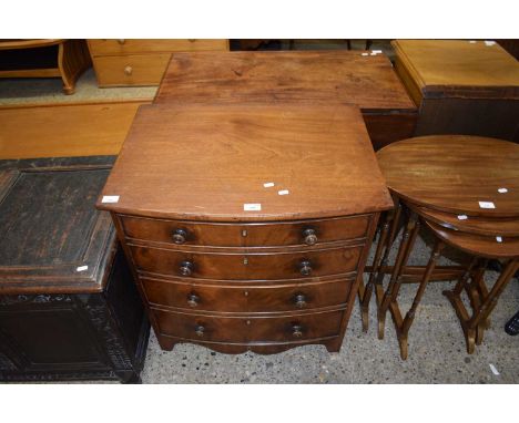 19TH CENTURY MAHOGANY BOW FRONT MOCK CHEST/COMMODE WITH PULL UP LID, 70CM WIDE