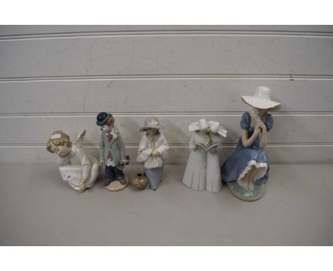 FIVE LLADRO AND NAO FIGURES