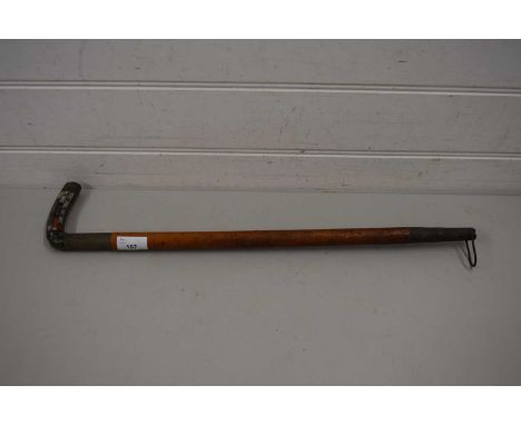 VINTAGE RIDING CROP, THE HANDLE WITH MOTHER OF PEARL DECORATION AND MARKED 'LT. W. T. CUMMING, A.O.C.', THE HANDLE MARKED 'AN