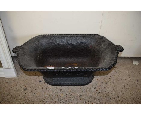 BLACK PAINTED CAST IRON DOUBLE HANDLED PLANTER OR TROUGH, 70CM WIDE