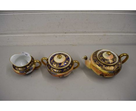 NORITAKE THREE PIECE TEA SERVICE DECORATED WITH DESERT SCENES