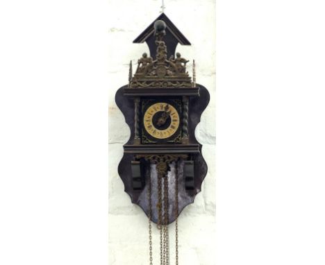 A REPRODUCTION DUTCH WALL CLOCK, 53CM H