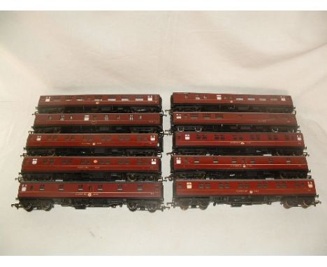TRIANG 10 x BR(M) Maroon Mk 1 Coaches - 6 x Sleeping Cars with replacement wheels, a Buffet Car and Full Brake - all Good Plu