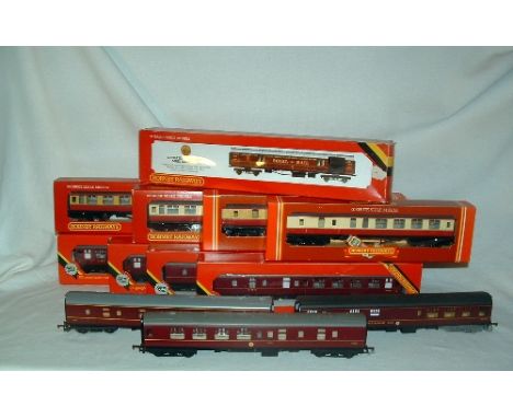 HORNBY/LIMA 12 x LMS/BR(M) Coaches - Hornby BR Crimson/Cream Staniers nos R421/424/437/438 (all Mint Boxed) - LMS Maroon Mk1 