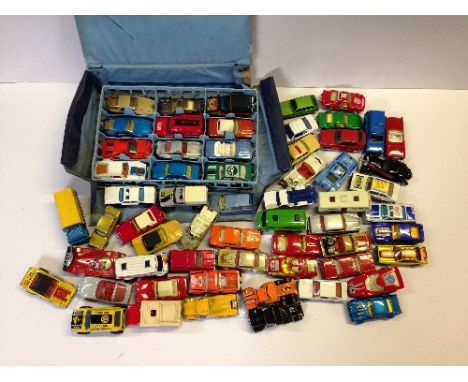 LESNEY MATCHBOX Collector's Mini-Case together with 59 x Matchbox Superfast, Mattel Hot Wheels and other die-cast models. Con