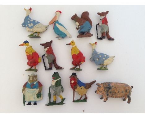 BRITAINS CADBURY COCOCUBS, c.1930s: 11 x lead figures including 2 x Silas Slink Fox, Freddy Frog, 2 x Mrs Cracklegoose, Grann