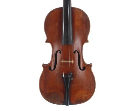 French violin branded D: Nicolas Aine, á la Ville de Cremonne to the inner back, the two piece back of faint medium/fine curl